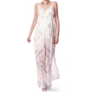 SERAPHINE Boho Paisley Print Cream & Pink Floral Maternity Maxi Dress